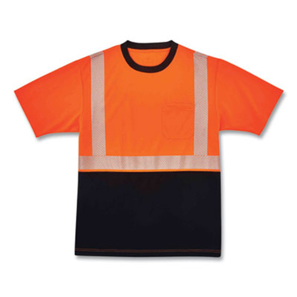 Glowear 8280Bk Class 2 Performance T-Shirt With Black Bottom, Polyester, Medium, Orange