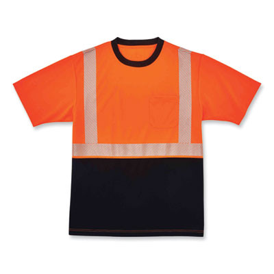 Glowear 8280Bk Class 2 Performance T-Shirt With Black Bottom, Polyester, 2X-Large, Orange