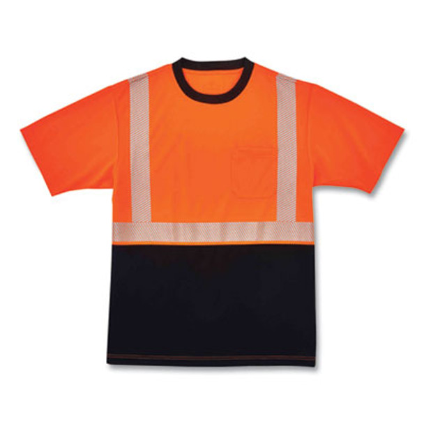 Glowear 8280Bk Class 2 Performance T-Shirt With Black Bottom, Polyester, 3X-Large, Orange