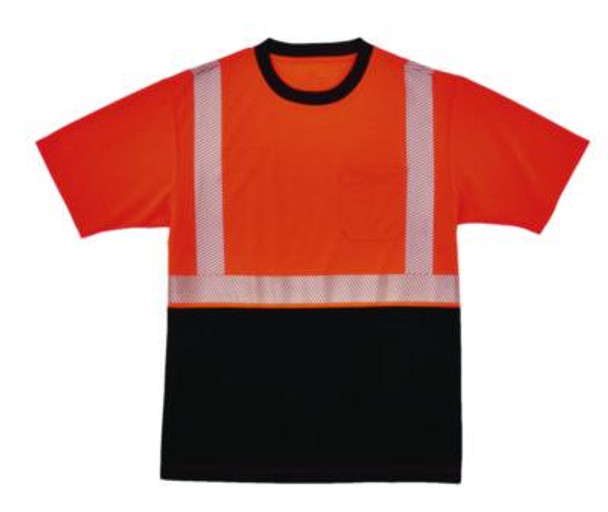Glowear 8280Bk Class 2 Performance T-Shirt With Black Bottom, 8X-Large Long, Orange