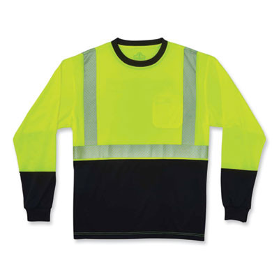 Glowear 8281Bk Class 2 Long Sleeve Shirt With Black Bottom, 4X-Large, Lime