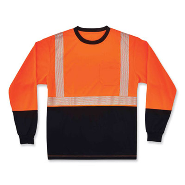 Glowear 8281Bk Class 2 Long Sleeve Shirt With Black Bottom, Polyester, Medium, Orange
