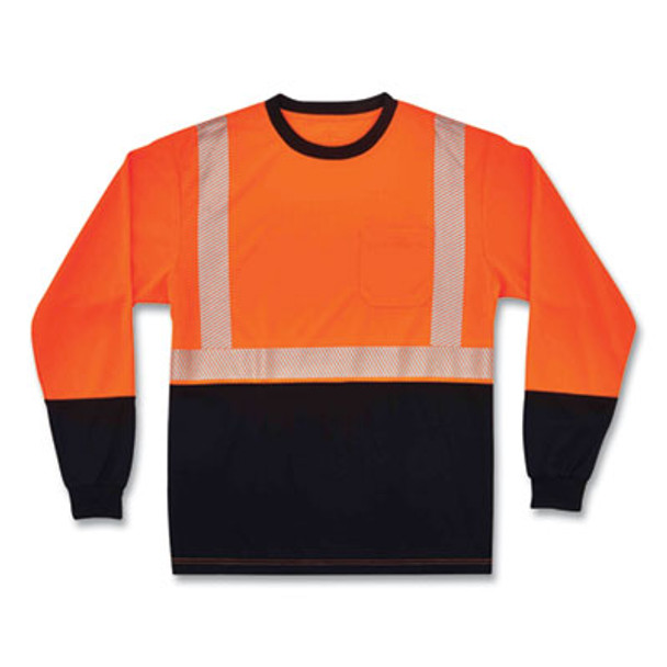 Glowear 8281Bk Class 2 Long Sleeve Shirt With Black Bottom, Polyester, 4X-Large, Orange