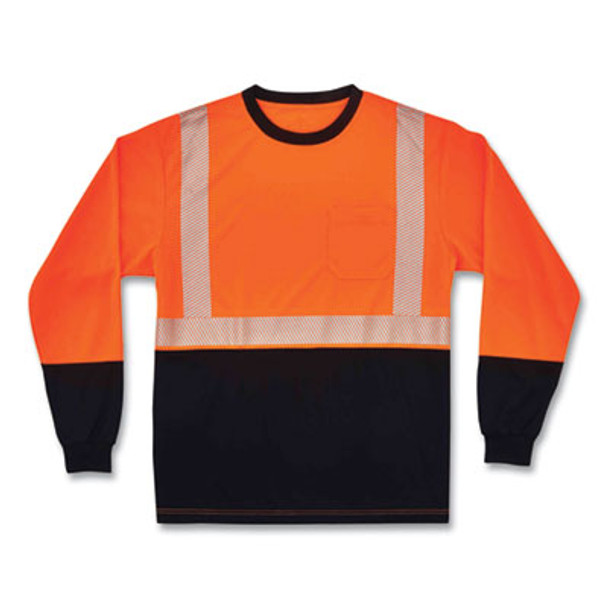 Glowear 8281Bk Class 2 Long Sleeve Shirt With Black Bottom, Polyester, 5X-Large, Orange