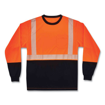 Glowear 8281Bk Class 2 Long Sleeve Shirt With Black Bottom, Polyester, 5X-Large, Orange