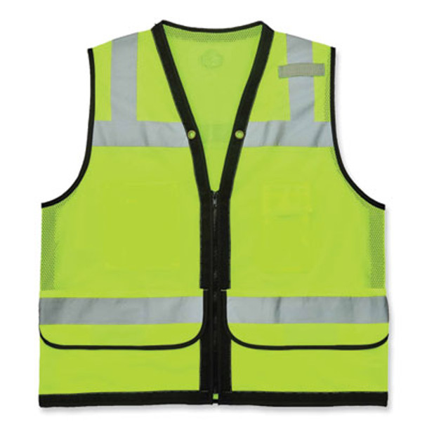 Glowear 8253Hdz Class 2 Heavy-Duty Mesh Surveyors Vest, Polyester, Large/X-Large, Lime