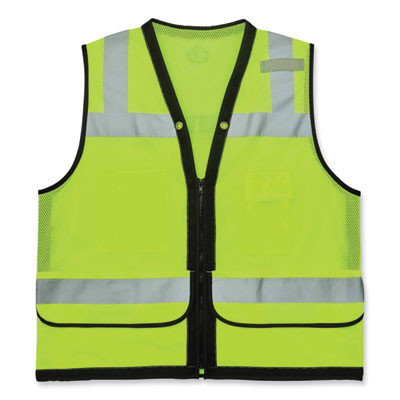 Glowear 8253Hdz Class 2 Heavy-Duty Mesh Surveyors Vest, Polyester, 4X-Large/5X-Large, Lime