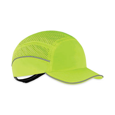 Skullerz 8955 Lightweight Bump Cap Hat, Short Front Brim, Xxx-Small To Large (Up To 7.5), 0.01" Insert, Lime