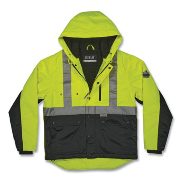 Glowear 8275 Class 2 Heavy-Duty Hi-Vis Workwear Sherpa Lined Jacket, X-Large, Lime