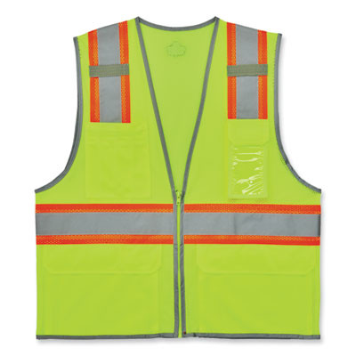 Glowear 8246Z-S Single Size Class 2 Two-Tone Mesh Vest, Polyester, 4X-Large, Lime