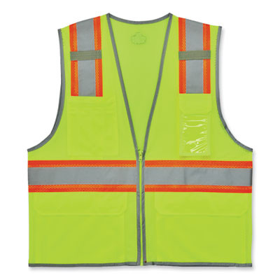 Glowear 8246Z-S Single Size Class 2 Two-Tone Mesh Vest, Polyester, 5X-Large, Lime