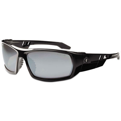 Skullerz Odin Safety Glasses, Black Full Frame, Mirrored Silver Dual Lens