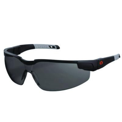 Skullerz Dellenger Anti-Scratch Anti-Fog Safety Glasses With Adjustable Temples, Matte Black Half Frame, Smoke Single Lens
