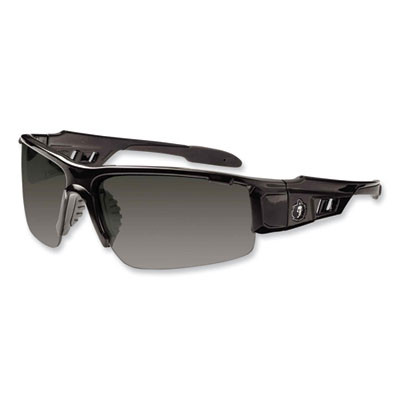 Skullerz Dagr Safety Glasses, Black Half Frame, Smoke Single Anti-Fog Lens