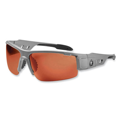 Skullerz Dagr Safety Glasses, Matte Gray Half Frame, Polarized Copper Single Lens
