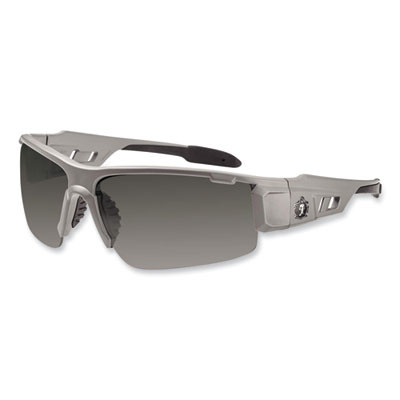 Skullerz Dagr Safety Glasses, Matte Gray Half Frame, Smoke Single Anti-Fog Lens