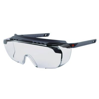 Skullerz Osmin Safety Glasses, Matte Black Half Frame Otg, Clear Single Lens