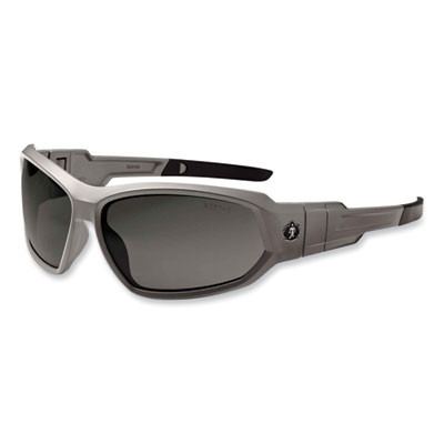 Skullerz Loki Safety Glasses/Goggles, Matte Gray Full Frame, Polarized Smoke Dual Lens