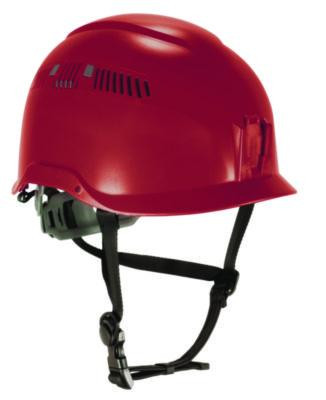 Skullerz 8977 Class C Safety Helmet With Adjustable Venting, Brimless, 6-Point Ratchet, One Size Fits Most (6.5 To 8), Red