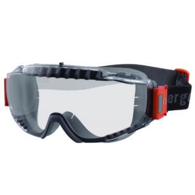 Skullerz Modi Otg Anti-Scratch And Enhanced Anti-Fog Safety Goggles With Elastic Strap, Clear Lens, Gray/Clear Frame
