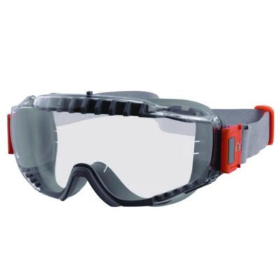 Skullerz Modi Otg Anti-Scratch And Enhanced Anti-Fog Safety Goggles With Neoprene Strap, Clear Lens, Gray/Clear Frame