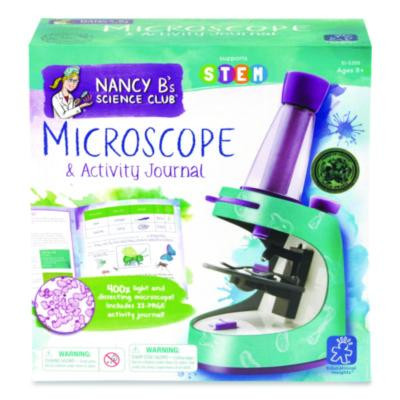 Nancy B's Science Club Microscope And Activity Journal, Ages 8 And Up, 30x To 400x Magnification, 8.7 x 9.2 x 4.3, Blue