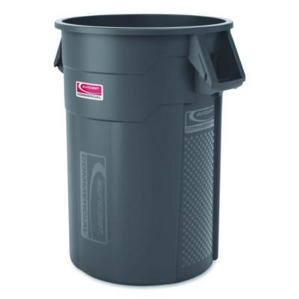 Injection Molded Utility Trash Can, 44 Gal, Plastic/Resin, Gray
