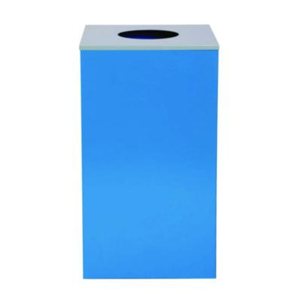 29 Gallon Trash/Recycling Cans, Steel, Blue Can With Circle Lid