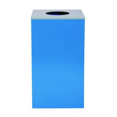 29 Gallon Trash/Recycling Cans, Steel, Blue Can With Circle Lid