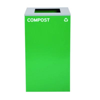 29 Gallon Trash/Recycling Cans, Steel, Green Compost Can With Square Lid