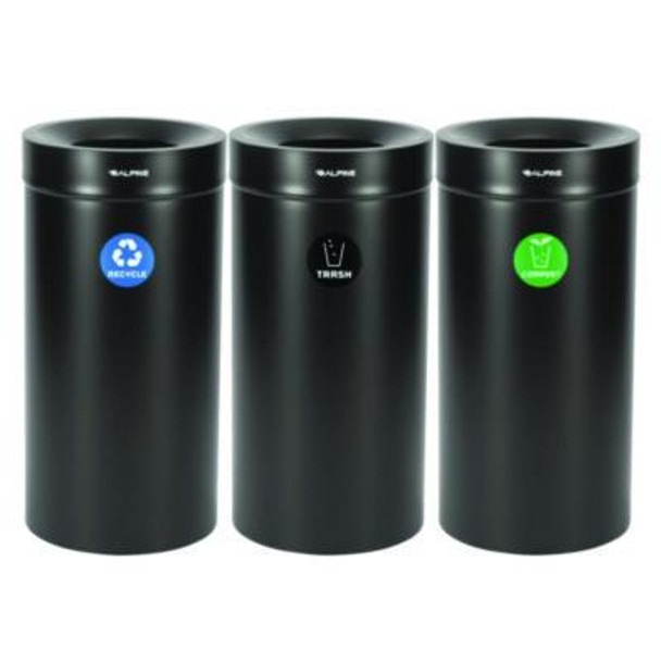27 Gallon Black Stainless Steel Compost Bin, Recycling Can And Trash Receptacle