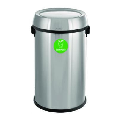 17 Gallon Stainless Steel Indoor Compost Receptacle With Swivel Lid