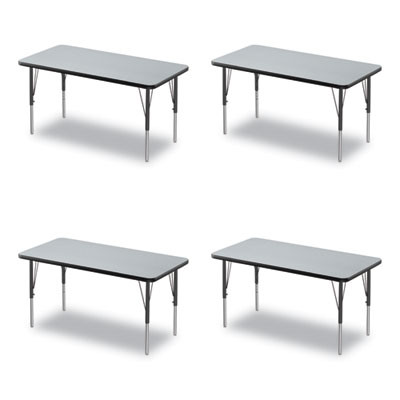 Adjustable Activity Table, Rectangular, 48" x 24" x 19" To 29", Granite Top, Black Legs, 4/Pallet