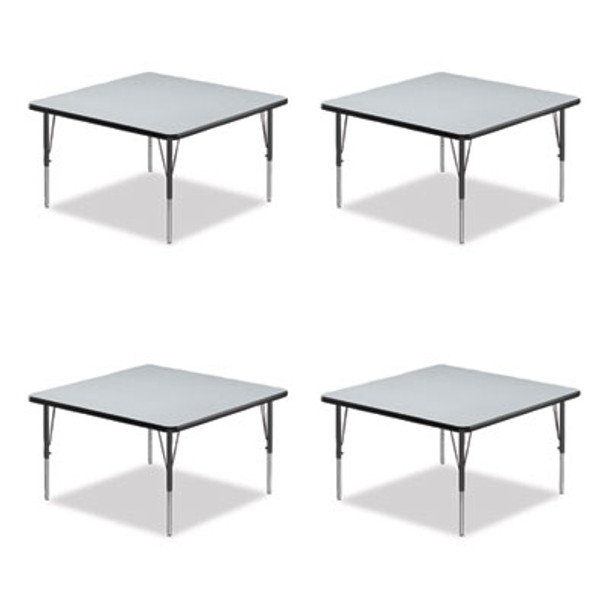 Adjustable Activity Tables, Square, 48" x 48" x 19" To 29", Gray Top, Black Legs, 4/Pallet