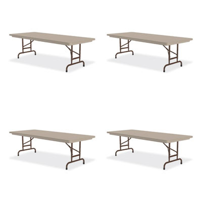 Adjustable Folding Tables, Rectangular, 60" x 30" x 22" To 32", Mocha Granite Top, Brown Legs, 4/Pallet