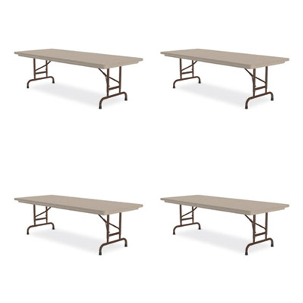 Adjustable Folding Tables, Rectangular, 96" x 30" x 22" To 32", Mocha Granite Top, Brown Legs, 4/Pallet