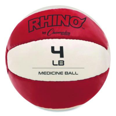 Rhino Leather Medicine Ball, 4 Lb, Red/White