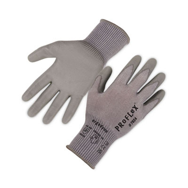 Proflex 7024 Ansi A2 Pu Coated Cr Gloves, En388: 4X42B, 9" Long, X-Large, Gray, Pair