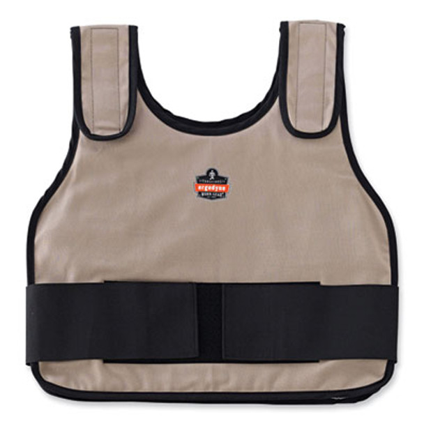 Chill-Its 6225 Premium Fr Phase Change Cooling Vest, Modacrylic Cotton, Large/X-Large, Khaki