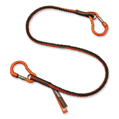 Squids 3110F(x) Tool Lanyard With Aluminum Carabiners, 10 Lb Max Working Capacity, 38" To 48" Long, Orange/Gray