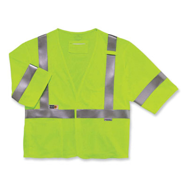 Glowear 8356Frhl Class 3 Fr Hook And Loop Safety Vest With Sleeves, Modacrylic, 2X-Large/3X-Large, Lime