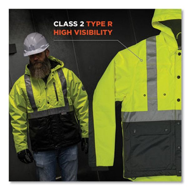 Glowear 8275 Class 2 Heavy-Duty Hi-Vis Workwear Sherpa Lined Jacket, 3X-Large, Lime