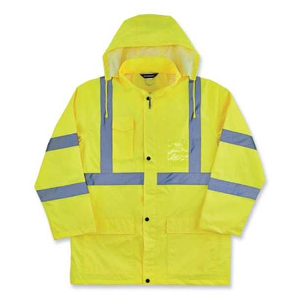 Glowear 8366 Class 3 Lightweight Hi-Vis Rain Jacket, Polyester, 5X-Large, Lime