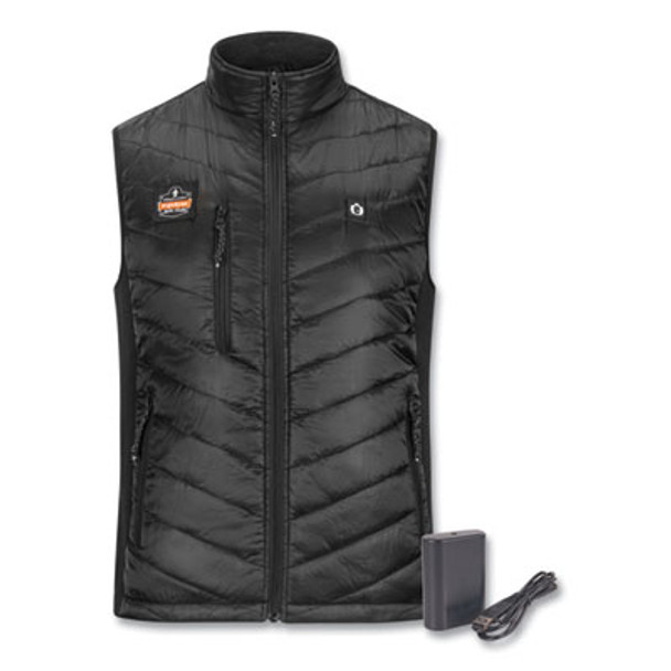 N-Ferno 6495 Rechargeable Heated Vest With Battery Power Bank, Fleece/Polyester, Large, Black