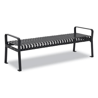 Steel Slat Flat Bench, 70" x 24" x 24.25", Black Seat, Black Base