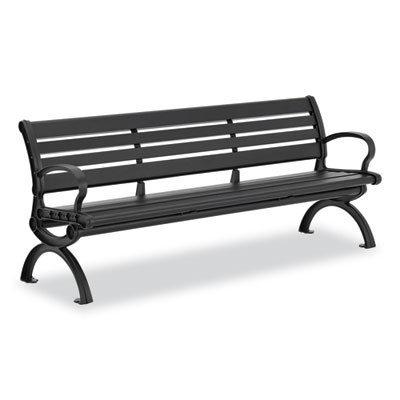 Aluminum Bench With Back, 73" x 22.75" x 30.75", Black Seat/Back, Black Base