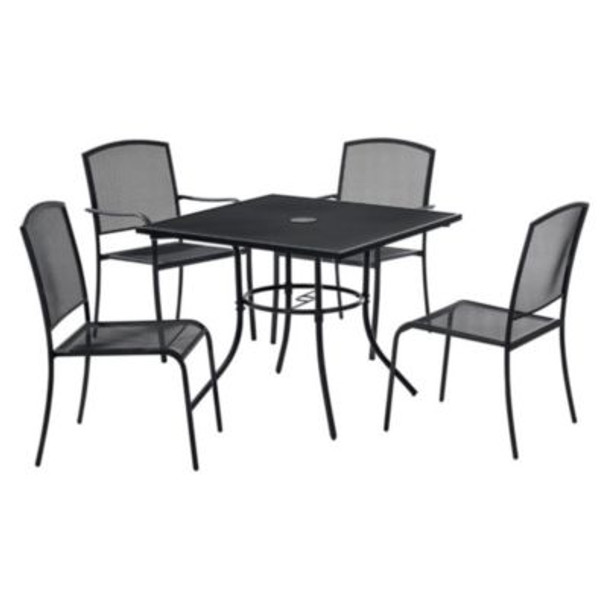 Interion Mesh Cafe Table And Chair Sets, Square, 48 x 48 x 29, Black Top, Black Base/Legs