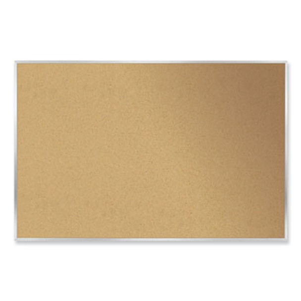 Aluminum-Frame Natural Corkboard, 46.5" x 36", Tan Surface, Satin Aluminum Frame