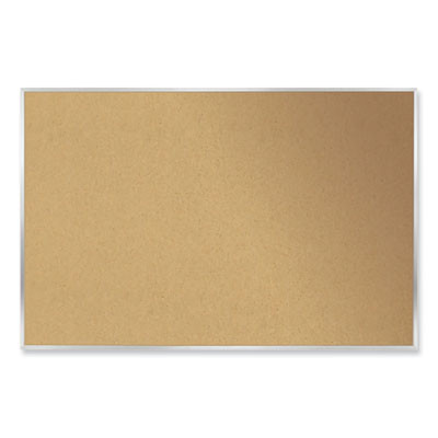 Aluminum-Frame Natural Corkboard, 72.5" x 48.5", Tan Surface, Satin Aluminum Frame
