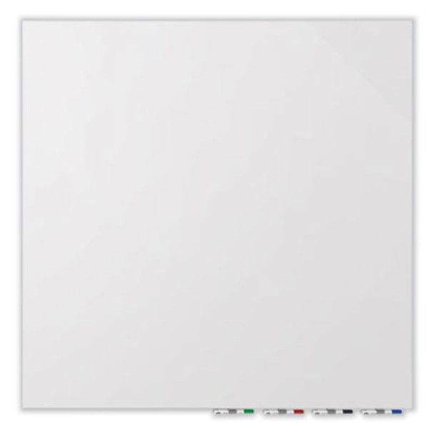 Aria Low-Profile Frameless Magnetic Glassboard, 60" x 36", White Surface